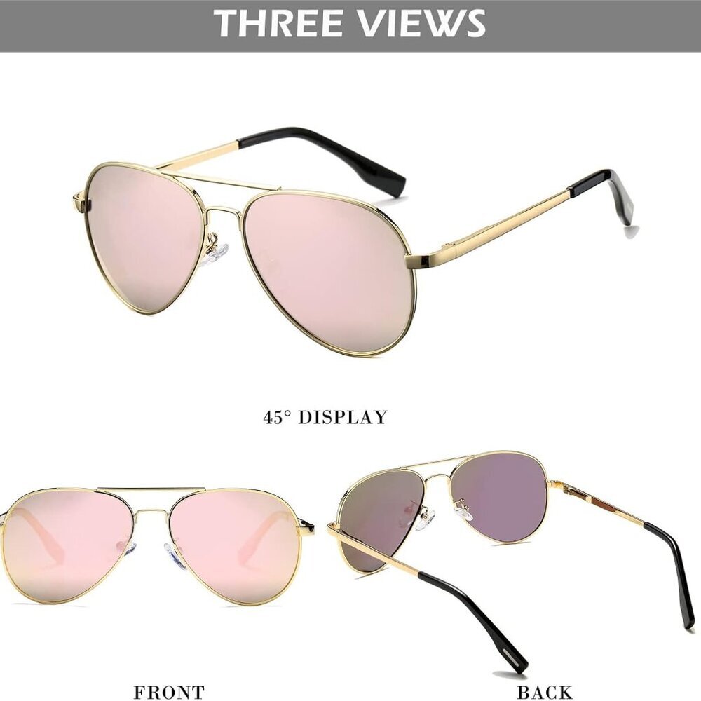 Polarized Kids Aviator Sunglasses for Girls Boys Classic Juniors Glasses UV400 P - Picture 8 of 9